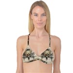 Awesome Skull With Flowers And Grunge Reversible Tri Bikini Top