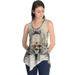 Awesome Skull With Flowers And Grunge Sleeveless Tunic