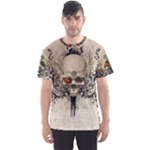 Awesome Skull With Flowers And Grunge Men s Sport Mesh Tee