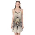 Awesome Skull With Flowers And Grunge Camis Nightgown