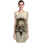Awesome Skull With Flowers And Grunge Classic Sleeveless Midi Dress