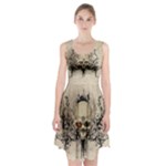Awesome Skull With Flowers And Grunge Racerback Midi Dress