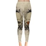 Awesome Skull With Flowers And Grunge Leggings 