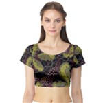 Abstract garden Short Sleeve Crop Top (Tight Fit)