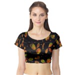 Floral abstraction Short Sleeve Crop Top (Tight Fit)