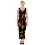 Floral abstraction Fitted Maxi Dress
