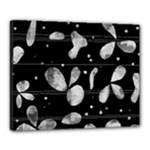 Black and white floral abstraction Canvas 20  x 16 