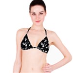 Black and white floral abstraction Bikini Top