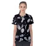 Black and white floral abstraction Women s Cotton Tee