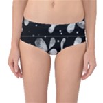 Black and white floral abstraction Mid-Waist Bikini Bottoms