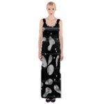 Black and white floral abstraction Maxi Thigh Split Dress