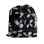 Black and white floral abstraction Drawstring Pouches (XXL)