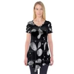 Black and white floral abstraction Short Sleeve Tunic 