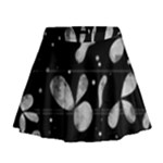 Black and white floral abstraction Mini Flare Skirt