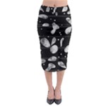 Black and white floral abstraction Midi Pencil Skirt