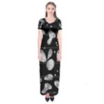 Black and white floral abstraction Short Sleeve Maxi Dress