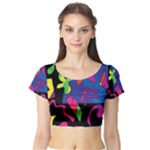 Colorful shapes Short Sleeve Crop Top (Tight Fit)