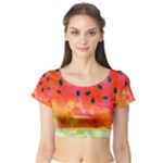 Abstract Watermelon Short Sleeve Crop Top (Tight Fit)