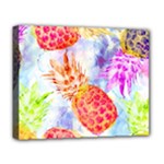 Colorful Pineapples Over A Blue Background Deluxe Canvas 20  x 16  