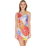 Colorful Pineapples Over A Blue Background Sleeveless Bodycon Dress