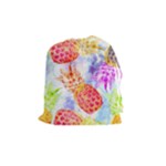 Colorful Pineapples Over A Blue Background Drawstring Pouches (Medium) 