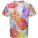 Colorful Pineapples Over A Blue Background Men s Cotton Tee