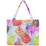 Colorful Pineapples Over A Blue Background Mini Tote Bag