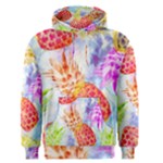 Colorful Pineapples Over A Blue Background Men s Pullover Hoodie