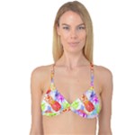 Colorful Pineapples Over A Blue Background Reversible Tri Bikini Top