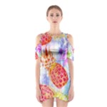 Colorful Pineapples Over A Blue Background Cutout Shoulder Dress