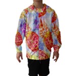 Colorful Pineapples Over A Blue Background Hooded Wind Breaker (Kids)