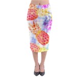 Colorful Pineapples Over A Blue Background Midi Pencil Skirt