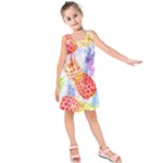 Colorful Pineapples Over A Blue Background Kids  Sleeveless Dress