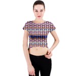Ethnic Colorful Pattern Crew Neck Crop Top