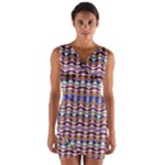 Ethnic Colorful Pattern Wrap Front Bodycon Dress