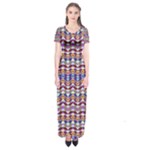 Ethnic Colorful Pattern Short Sleeve Maxi Dress
