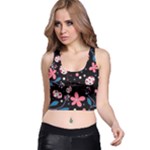 Pink ladybugs and flowers  Racer Back Crop Top