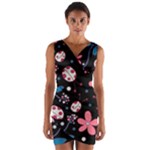 Pink ladybugs and flowers  Wrap Front Bodycon Dress