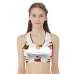 Colorful cupcakes  Sports Bra with Border