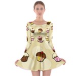 Colorful cupcakes pattern Long Sleeve Skater Dress