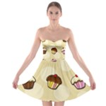 Colorful cupcakes pattern Strapless Bra Top Dress