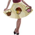 Colorful cupcakes pattern A-line Skater Skirt