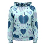 Light and Dark Blue Hearts Women s Pullover Hoodie