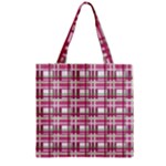 Pink plaid pattern Zipper Grocery Tote Bag