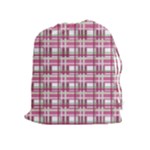 Pink plaid pattern Drawstring Pouches (Extra Large)