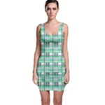 Green plaid pattern Sleeveless Bodycon Dress