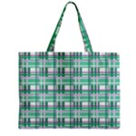 Green plaid pattern Zipper Mini Tote Bag