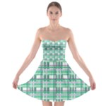 Green plaid pattern Strapless Bra Top Dress