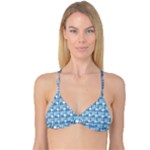 Blue plaid pattern Reversible Tri Bikini Top