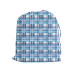 Blue plaid pattern Drawstring Pouches (Extra Large)
